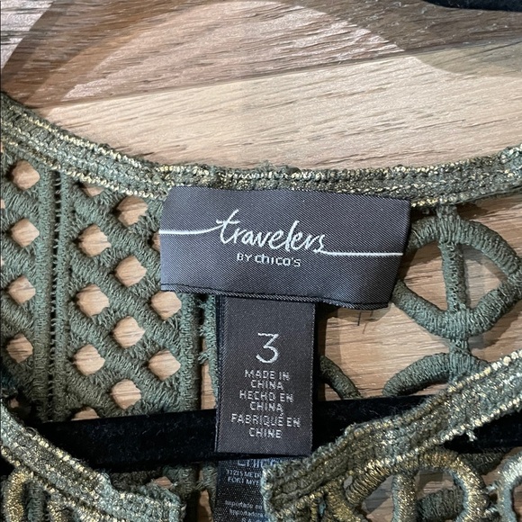 Chico's Travelers Cardigan, Sleeveless Top, Pants Size 3 - Green - 3 Piece Set - Picture 13 of 15